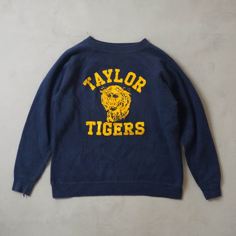 Vintage 1960s Taylor Tigers Sweatshirt Medium Mens Navy Blue Raglan Mascot